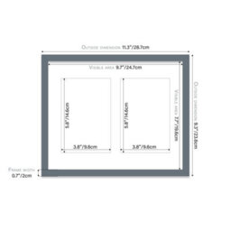 10X8 Inch 2 Opening Photo Collage Frame, Display Two 6X4 Inch Photos, Multi Aperture Family Picture Frame, Grey - thumbnail 4