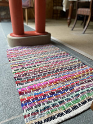 Second Nature Online Kadam Geometric Rainbow Rug Multicolour And Reversible / 60 Cm X 90 Cm - image 1