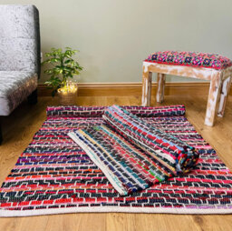 Second Nature Online Kadam Geometric Rainbow Rug Multicolour And Reversible / 60 Cm X 90 Cm - thumbnail 6