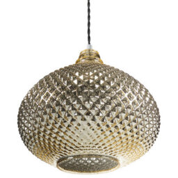 Wyld And Coco Ambient Glam 88Cm Gold Pendant Light With Carved Glass Shade - thumbnail 5