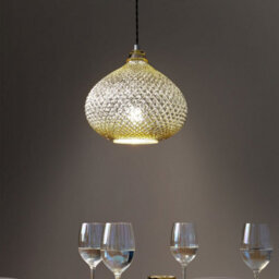 Wyld And Coco Ambient Glam 88Cm Gold Pendant Light With Carved Glass Shade - thumbnail 2