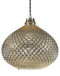 Wyld And Coco Ambient Glam 88Cm Gold Pendant Light With Carved Glass Shade - thumbnail 1