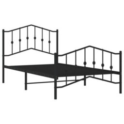 Berkfield Metal Bed Frame Without Mattress With Footboard Black 100X190Cm - thumbnail 4