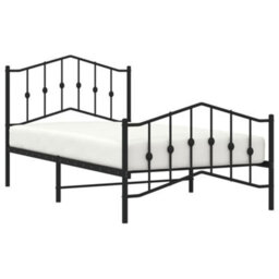 Berkfield Metal Bed Frame Without Mattress With Footboard Black 100X190Cm - thumbnail 3