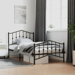 Berkfield Metal Bed Frame Without Mattress With Footboard Black 100X190Cm - thumbnail 1