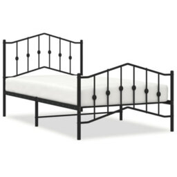 Berkfield Metal Bed Frame Without Mattress With Footboard Black 100X190Cm - thumbnail 2