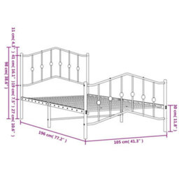 Berkfield Metal Bed Frame Without Mattress With Footboard Black 100X190Cm - thumbnail 9