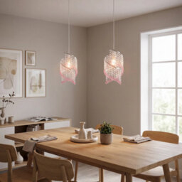 Happy Homewares Modern Spiral Waterfall Pendant Shade With Pink And Clear Acrylic - thumbnail 6