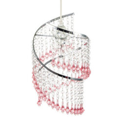 Happy Homewares Modern Spiral Waterfall Pendant Shade With Pink And Clear Acrylic - thumbnail 3