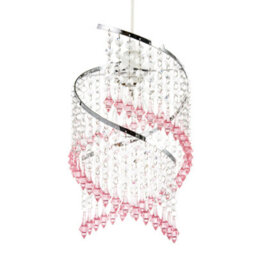 Happy Homewares Modern Spiral Waterfall Pendant Shade With Pink And Clear Acrylic