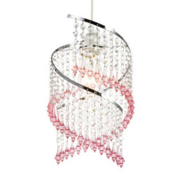 Happy Homewares Modern Spiral Waterfall Pendant Shade With Pink And Clear Acrylic - thumbnail 2