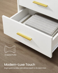 LEDREM Bedside Table With Charging Station, Led Lights, Modern Side End Table With Drawers, Open Shelf, Cloud White - thumbnail 8