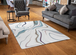 Benjamin Tate Design Blue Rippled Marble Designer Special Soft Home Rug - thumbnail 2