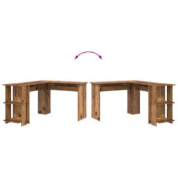 Berkfield Corner Desk With Storage Old Wood 140X113,5X75Cm - thumbnail 8