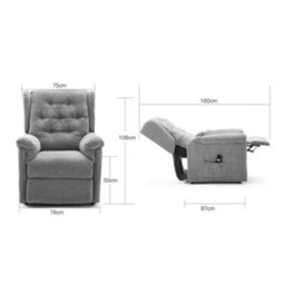 More4Homes Barnsley Fabric Electric Single Motor Riser Rise Recliner Lift Mobility Tilt Armchair (Grey) - thumbnail 9