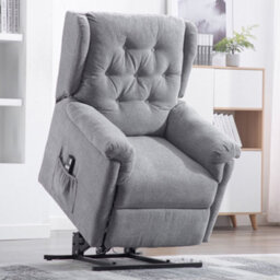 More4Homes Barnsley Fabric Electric Single Motor Riser Rise Recliner Lift Mobility Tilt Armchair (Grey) - thumbnail 1