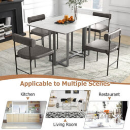 Gainoom Grey Dining Chair Set Of 2 Faux Leather Upholstered Kitchen Side Chair - thumbnail 4