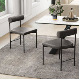 Gainoom Grey Dining Chair Set Of 2 Faux Leather Upholstered Kitchen Side Chair - thumbnail 7