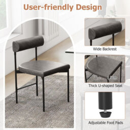 Gainoom Grey Dining Chair Set Of 2 Faux Leather Upholstered Kitchen Side Chair - thumbnail 3