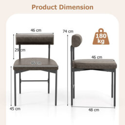 Gainoom Grey Dining Chair Set Of 2 Faux Leather Upholstered Kitchen Side Chair - thumbnail 2