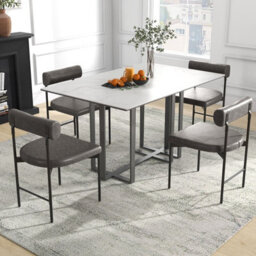 Gainoom Grey Dining Chair Set Of 2 Faux Leather Upholstered Kitchen Side Chair - thumbnail 8