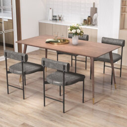 Gainoom Grey Dining Chair Set Of 2 Faux Leather Upholstered Kitchen Side Chair - thumbnail 9