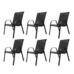 Samuel Alexander Set Of 6 Outdoor Garden Patio Textilene Furniture Chairs In Black - thumbnail 8