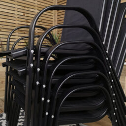Samuel Alexander Set Of 6 Outdoor Garden Patio Textilene Furniture Chairs In Black - thumbnail 3
