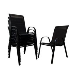 Samuel Alexander Set Of 6 Outdoor Garden Patio Textilene Furniture Chairs In Black - thumbnail 7