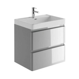 Plum&clay Marvel Wall Hung Bathroom Vanity Unit In Light Grey Gloss With Ceramic Basin (W)600mm - thumbnail 2