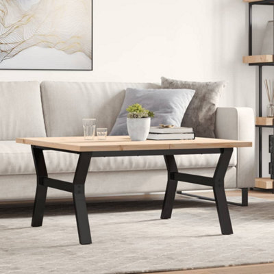 Berkfield Coffee Table Y-Frame 90X90X45.5 Cm Solid Wood Pine And Steel - image 1