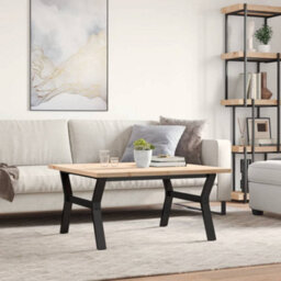 Berkfield Coffee Table Y-Frame 90X90X45.5 Cm Solid Wood Pine And Steel - thumbnail 3