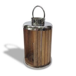 Rustic Mango Wood Stainless Steel Lantern Glass Hurricane Candle Holder 48Cm - thumbnail 6