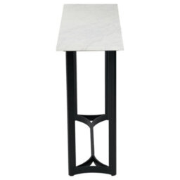 Pacific Lifestyle White Marble Console Table With Curved Black Metal Legs, Real Stone Top 112Cm, Hendrick - thumbnail 8
