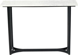 Pacific Lifestyle White Marble Console Table With Curved Black Metal Legs, Real Stone Top 112Cm, Hendrick - thumbnail 2