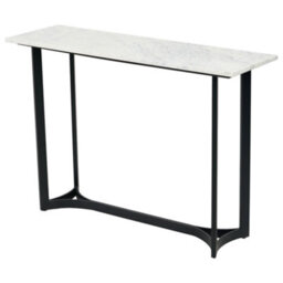 Pacific Lifestyle White Marble Console Table With Curved Black Metal Legs, Real Stone Top 112Cm, Hendrick - thumbnail 7
