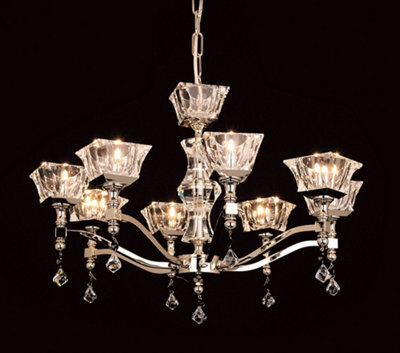 Luminosa Lighting Luminosa Bresica Lead Crystal Halogen Gold 8 Arm Chandelier