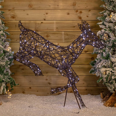 Samuel Alexander 98Cm Light Up Brown Christmas Prancing Doe With 220 White & Warm White Leds - image 1