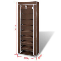 Berkfield Fabric Shoe Cabinet With Cover 162 X 57 X 29 Cm Brown - thumbnail 7