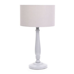 Valuelights Victoria Traditional Grey Wood Candlestick Table Lamp With Grey Drum Shade - thumbnail 2