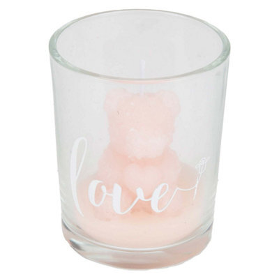 Valentines Scented Rose Candle Bear In Glass Loved One-Romantic Gift - image 1
