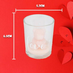 Valentines Scented Rose Candle Bear In Glass Loved One-Romantic Gift - thumbnail 2