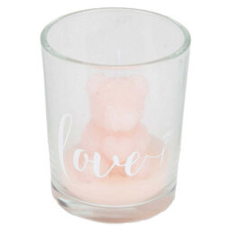 Valentines Scented Rose Candle Bear In Glass Loved One-Romantic Gift