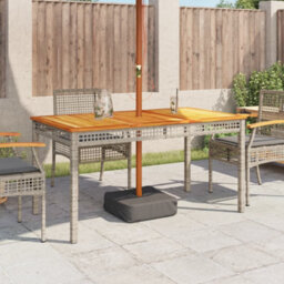 Walplus Garden Table Grey 140X80X75 Cm Poly Rattan Acacia Wood - thumbnail 3