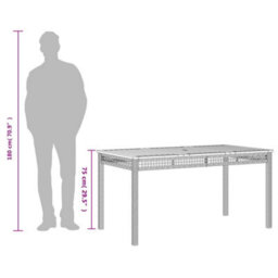 Walplus Garden Table Grey 140X80X75 Cm Poly Rattan Acacia Wood - thumbnail 9