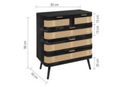 Rattan 5 Chest Of Drawers Birlea Sark Black Mid Century Modern - thumbnail 9