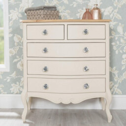 Statement Furniture Juliette Champagne Vintage Chic 2 Over 3 Chest Of Drawers With Crystal Handles