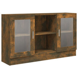 Berkfield Vitrine Cabinet Smoked Oak 120X30.5X70 Cm Engineered Wood - thumbnail 2