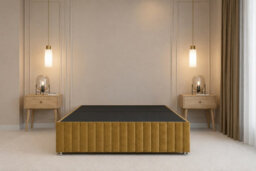 "Nexus Verona Plush Divan, Mustard, 26"" Hb + 12"" Fb, No Drawers, Open Coil Mattress, King" - thumbnail 4