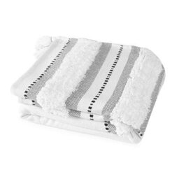 Nevni Soft Cotton Striped Tufted Double Throw For Sofa, Couch, Bed - 150 X 200 Cm, Grey - thumbnail 4